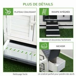 PawHut Poulailler Clapier Modèle Villa Multi-équipée : Rampe, Nichoirs, Perchoirs, Plateau Excrément, 2 Portes Bois Massif Pin Gris Blanc - Gris 5 PawHut Poulailler Clapier Modèle Villa Multi-équipée : Rampe, Nichoirs, Perchoirs, Plateau Excrément, 2 Portes Bois Massif Pin Gris Blanc - Gris -PawHut Soldes Boutique 11031645 4