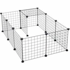 PawHut Cage Parc Enclos Pour Animaux Domestiques L 106 X L 73 X H 36 Cm Bords Arrondis Fil Métallique Noir 55 - Noir