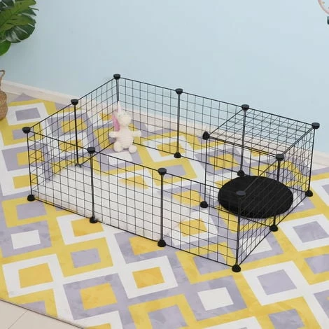 PawHut Cage parc enclos pour animaux domestiques L 106 x l 73 x H 36 cm bords arrondis fil métallique noir 55 - noir PawHut Cage Parc Enclos Pour Animaux Domestiques L 106 X L 73 X H 36 Cm Bords Arrondis Fil Métallique Noir 55 - Noir -PawHut Soldes Boutique 12311127 2