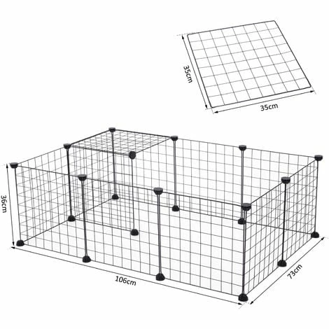 PawHut Cage parc enclos pour animaux domestiques L 106 x l 73 x H 36 cm bords arrondis fil métallique noir 55 - noir PawHut Cage Parc Enclos Pour Animaux Domestiques L 106 X L 73 X H 36 Cm Bords Arrondis Fil Métallique Noir 55 - Noir -PawHut Soldes Boutique 12311127 3