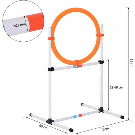 PawHut Agility sport pour chiens anneau d'agilité et obstacle 2 en 1 avec sac de transport plastique blanc orange - Orange PawHut Agility Sport Pour Chiens Anneau D'agilité Et Obstacle 2 En 1 Avec Sac De Transport Plastique Blanc Orange - Orange -PawHut Soldes Boutique 13201108 3