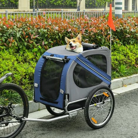 PawHut Remorque vélo pour chien animaux pliable 8 réflecteurs drapeau barre attelage inclus acier polyester imperméable max. 30 Kg 130L x 73l x 90H cm bleu - Bleu PawHut Remorque Vélo Pour Chien Animaux Pliable 8 Réflecteurs Drapeau Barre Attelage Inclus Acier Polyester Imperméable Max. 30 Kg 130L X 73l X 90H Cm Bleu - Bleu -PawHut Soldes Boutique 16630702 2