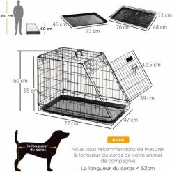 PawHut Cage De Transport Pour Chien Taille L Dim. 76L X 48l X 55H Cm Métal Noir -PawHut Soldes Boutique 16740534 3