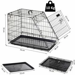 PawHut Cage De Transport Pour Chien Taille L Dim. 76L X 48l X 55H Cm Métal Noir -PawHut Soldes Boutique 16740534 4