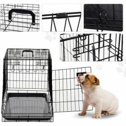 PawHut Cage De Transport Pour Chien Taille L Dim. 76L X 48l X 55H Cm Métal Noir -PawHut Soldes Boutique 16740534 5