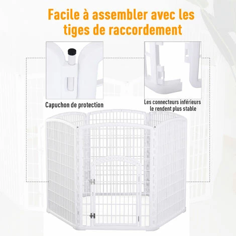 PawHut Luxe parc enclos modulable pour chien 6 panneaux + 1 porte verrouillable plastique PP blanc - Blanc PawHut Luxe Parc Enclos Modulable Pour Chien 6 Panneaux + 1 Porte Verrouillable Plastique PP Blanc - Blanc -PawHut Soldes Boutique 16806678 5