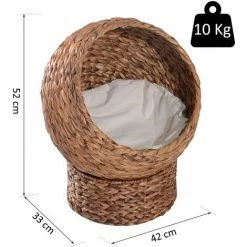 PawHut Panier Chat Lit Chat Cosy Grand Confort Dim. 42L X 33l X 52H Cm Coussin Moelleux Beige Inclus - Marron -PawHut Soldes Boutique 16811235 3