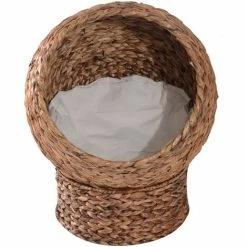PawHut Panier Chat Lit Chat Cosy Grand Confort Dim. 42L X 33l X 52H Cm Coussin Moelleux Beige Inclus - Marron -PawHut Soldes Boutique 16811235 4