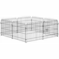 PawHut Parc Enclos Pour Chiens Chiots Animaux Domestiques Diamètre 158 Cm 8 Panneaux 71L X 61H Cm Noir - Noir