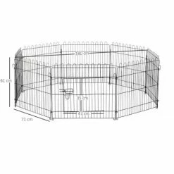 PawHut Parc Enclos Pour Chiens Chiots Animaux Domestiques Diamètre 158 Cm 8 Panneaux 71L X 61H Cm Noir - Noir -PawHut Soldes Boutique 17063393 3