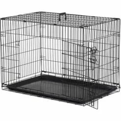 PawHut Cage Caisse De Transport Pliante Pour Chien En Métal Noir 91 X 61 X 67 Cm - Noir