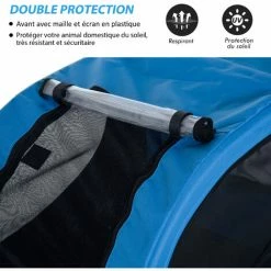 PawHut Remorque Velo Pour Chien Animaux Avec 8 Reflecteurs Drapeau Bleu Noir - Bleu -PawHut Soldes Boutique 18304407 5