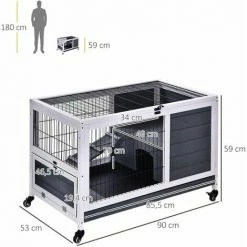 PawHut Clapier à Lapin Sur Roulettes Cage à Lapin 2 étages Porte Verrouillable Toit Ouvrant Plateau Coulissant Rampe Bois De Sapin Gris Blanc - Gris 4 PawHut Clapier à Lapin Sur Roulettes Cage à Lapin 2 étages Porte Verrouillable Toit Ouvrant Plateau Coulissant Rampe Bois De Sapin Gris Blanc - Gris -PawHut Soldes Boutique 18565133 3