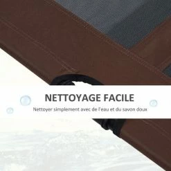 PawHut Lit Sur Pieds Pour Chien Chat Lit De Camp Animal Lit Surélevé Oxford Textilène Micro-perforé Dim. 92L X 76l X 18H Cm Marron -PawHut Soldes Boutique 1933142 5