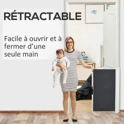 PawHut Barrière De Sécurité Barrière Animaux Rétractable Automatique 1,15L X 0,83H M Teslin Métal Gris -PawHut Soldes Boutique 19842715 4