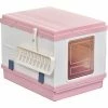 PawHut Maison De Toilette Pliable Portable Pour Chat Tiroir à Litière Coulissant Porte Battante Transparente + Pelle Fournis 43L X 54l X 42H Cm Rose - Rose -PawHut Soldes Boutique 19845659 1