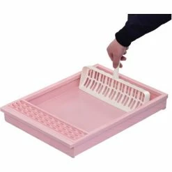 PawHut Maison De Toilette Pliable Portable Pour Chat Tiroir à Litière Coulissant Porte Battante Transparente + Pelle Fournis 43L X 54l X 42H Cm Rose - Rose -PawHut Soldes Boutique 19845659 5
