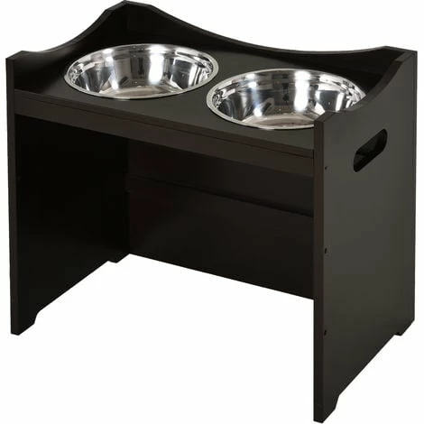 PawHut Gamelle double chien chat Porte-gamelles surélevé dim. 54L x 31l x 47H cm 2 gamelles acier inox. incluses MDF brun foncé - Marron PawHut Gamelle Double Chien Chat Porte-gamelles Surélevé Dim. 54L X 31l X 47H Cm 2 Gamelles Acier Inox. Incluses MDF Brun Foncé - Marron -PawHut Soldes Boutique 20209113 1