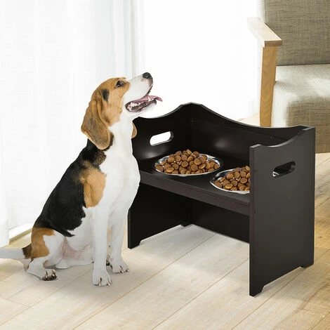 PawHut Gamelle double chien chat Porte-gamelles surélevé dim. 54L x 31l x 47H cm 2 gamelles acier inox. incluses MDF brun foncé - Marron PawHut Gamelle Double Chien Chat Porte-gamelles Surélevé Dim. 54L X 31l X 47H Cm 2 Gamelles Acier Inox. Incluses MDF Brun Foncé - Marron -PawHut Soldes Boutique 20209113 2