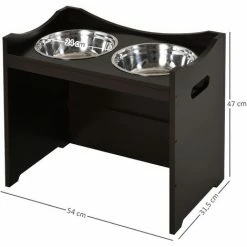 PawHut Gamelle Double Chien Chat Porte-gamelles Surélevé Dim. 54L X 31l X 47H Cm 2 Gamelles Acier Inox. Incluses MDF Brun Foncé - Marron 4 PawHut Gamelle Double Chien Chat Porte-gamelles Surélevé Dim. 54L X 31l X 47H Cm 2 Gamelles Acier Inox. Incluses MDF Brun Foncé - Marron -PawHut Soldes Boutique 20209113 3