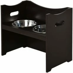 PawHut Gamelle Double Chien Chat Porte-gamelles Surélevé Dim. 54L X 31l X 47H Cm 2 Gamelles Acier Inox. Incluses MDF Brun Foncé - Marron 5 PawHut Gamelle Double Chien Chat Porte-gamelles Surélevé Dim. 54L X 31l X 47H Cm 2 Gamelles Acier Inox. Incluses MDF Brun Foncé - Marron -PawHut Soldes Boutique 20209113 4
