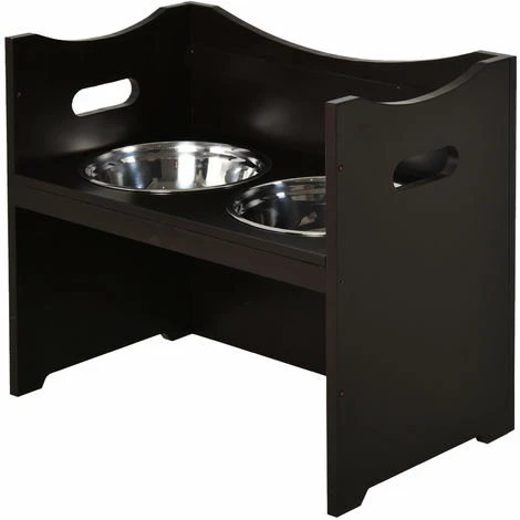 PawHut Gamelle double chien chat Porte-gamelles surélevé dim. 54L x 31l x 47H cm 2 gamelles acier inox. incluses MDF brun foncé - Marron PawHut Gamelle Double Chien Chat Porte-gamelles Surélevé Dim. 54L X 31l X 47H Cm 2 Gamelles Acier Inox. Incluses MDF Brun Foncé - Marron -PawHut Soldes Boutique 20209113 4