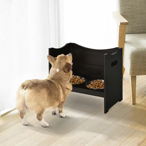 PawHut Gamelle double chien chat Porte-gamelles surélevé dim. 54L x 31l x 47H cm 2 gamelles acier inox. incluses MDF brun foncé - Marron PawHut Gamelle Double Chien Chat Porte-gamelles Surélevé Dim. 54L X 31l X 47H Cm 2 Gamelles Acier Inox. Incluses MDF Brun Foncé - Marron -PawHut Soldes Boutique 20209113 5
