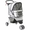 PawHut Poussette Buggy Pliable Animaux Chariot Pliant Chien Chat Porte-gobelet Panier De Rangement Inclus Roues Avec Frein Tissu 600D Oxford Métal Gris - Gris -PawHut Soldes Boutique 2200819 1