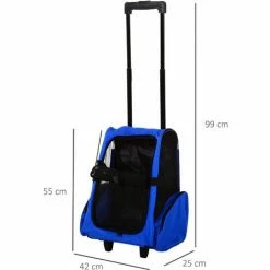 PawHut 2 En 1 Trolley Chariot Sac à Dos Sac De Transport à Roulettes Pour Chien Chat -PawHut Soldes Boutique 2200825 3
