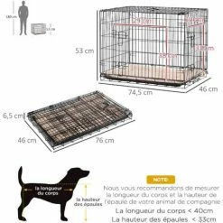 PawHut Cage De Transport Pliante Pour Chien Poignée, Plateau Amovible, Coussin Fourni 76 X 53 X 57 Cm Noir - Noir -PawHut Soldes Boutique 2320371 3