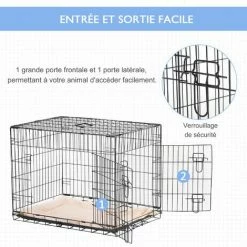 PawHut Cage De Transport Pliante Pour Chien Poignée, Plateau Amovible, Coussin Fourni 76 X 53 X 57 Cm Noir - Noir -PawHut Soldes Boutique 2320371 5
