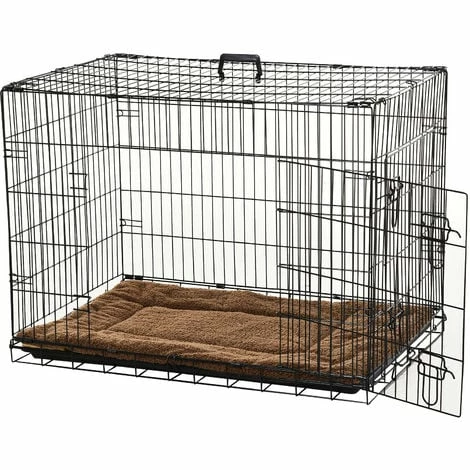 PawHut Cage caisse de transport pliante pour chien poignée, plateau amovible, coussin fourni 92 x 57 x 62,5 cm - Noir PawHut Cage Caisse De Transport Pliante Pour Chien Poignée, Plateau Amovible, Coussin Fourni 92 X 57 X 62,5 Cm - Noir -PawHut Soldes Boutique 2320372 1