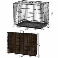 PawHut Cage Caisse De Transport Pliante Pour Chien Poignée, Plateau Amovible, Coussin Fourni 92 X 57 X 62,5 Cm - Noir 5 PawHut Cage Caisse De Transport Pliante Pour Chien Poignée, Plateau Amovible, Coussin Fourni 92 X 57 X 62,5 Cm - Noir -PawHut Soldes Boutique 2320372 4
