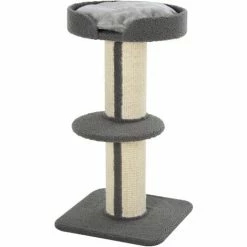 PawHut Arbre à Chat Avec Griffoir Centre D'activités 2 Plateformes Coussin Gris