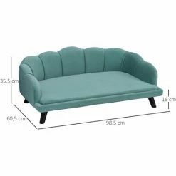 PawHut Canapé Chien Lit Pour Chien Chat Design Contemporain Coquillage Dim. 98L X 60l X 35H Cm Coussin Moelleux Velours Vert - Vert -PawHut Soldes Boutique 23980744 3