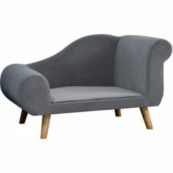 PawHut Canapé Chien Lit Pour Chien Méridienne Design Scandinave Coussin Moelleux Pieds Bois Massif Dim. 82 X 55 X 49 Cm Velours Gris - Gris
