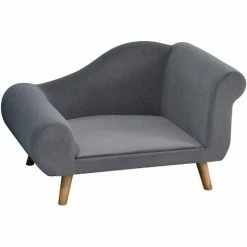 PawHut Canapé Chien Lit Pour Chien Méridienne Design Scandinave Coussin Moelleux Pieds Bois Massif Dim. 82 X 55 X 49 Cm Velours Gris - Gris -PawHut Soldes Boutique 23980758 5