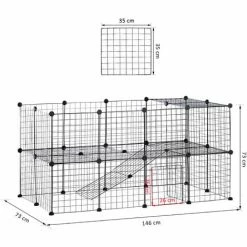PawHut Cage Parc Enclos Pour Animaux Domestiques L 146 X L 73 X H 73 Cm Modulable 2 Niveaux 36 Panneaux Bords Arrondis Fil Métallique Noir - Noir -PawHut Soldes Boutique 24060726 3