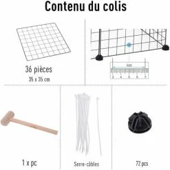 PawHut Cage Parc Enclos Pour Animaux Domestiques L 146 X L 73 X H 73 Cm Modulable 2 Niveaux 36 Panneaux Bords Arrondis Fil Métallique Noir - Noir -PawHut Soldes Boutique 24060726 5