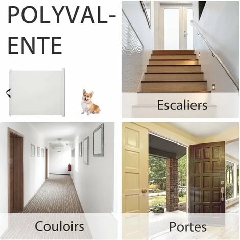 PawHut Barrière de sécurité barrière animaux rétractable automatique 1,15L x 0,83H m teslin métal blanc - Blanc PawHut Barrière De Sécurité Barrière Animaux Rétractable Automatique 1,15L X 0,83H M Teslin Métal Blanc - Blanc -PawHut Soldes Boutique 25007903 5
