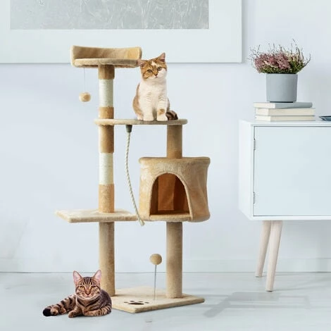 PawHut Arbre à chats multi-équipements griffoirs grattoirs plateformes niche corde jouets 40L x 40l x 114H cm beige - Beige PawHut Arbre à Chats Multi-équipements Griffoirs Grattoirs Plateformes Niche Corde Jouets 40L X 40l X 114H Cm Beige - Beige -PawHut Soldes Boutique 25007945 2