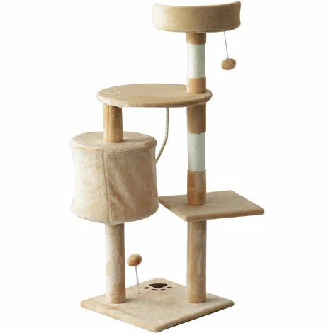 PawHut Arbre à chats multi-équipements griffoirs grattoirs plateformes niche corde jouets 40L x 40l x 114H cm beige - Beige PawHut Arbre à Chats Multi-équipements Griffoirs Grattoirs Plateformes Niche Corde Jouets 40L X 40l X 114H Cm Beige - Beige -PawHut Soldes Boutique 25007945 5