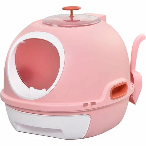 PawHut Maison de toilette portable pour chat tiroir à litière coulissant porte battante lucarne + pelle fournis dim. 47L x 55l x 44H cm rose - Rose PawHut Maison De Toilette Portable Pour Chat Tiroir à Litière Coulissant Porte Battante Lucarne + Pelle Fournis Dim. 47L X 55l X 44H Cm Rose - Rose -PawHut Soldes Boutique 25008011 1