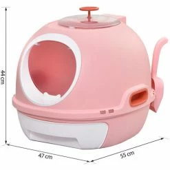 PawHut Maison De Toilette Portable Pour Chat Tiroir à Litière Coulissant Porte Battante Lucarne + Pelle Fournis Dim. 47L X 55l X 44H Cm Rose - Rose 4 PawHut Maison De Toilette Portable Pour Chat Tiroir à Litière Coulissant Porte Battante Lucarne + Pelle Fournis Dim. 47L X 55l X 44H Cm Rose - Rose -PawHut Soldes Boutique 25008011 3