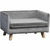 PawHut Canapé Chien Lit Pour Chien Design Scandinave Coussin Moelleux Pieds Bois Massif Dim. 64 X 45 X 36 Cm Velours Gris - Gris