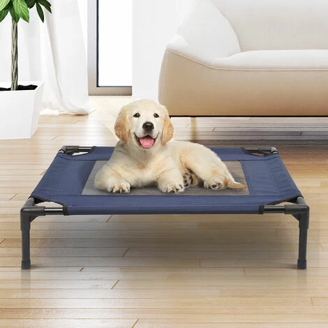 PawHut Lit pour chien chat lit de camp grand confort sur pieds tissu oxford textilène micro-perforé 76L x 61l x 18H cm bleu marine noir - Bleu PawHut Lit Pour Chien Chat Lit De Camp Grand Confort Sur Pieds Tissu Oxford Textilène Micro-perforé 76L X 61l X 18H Cm Bleu Marine Noir - Bleu -PawHut Soldes Boutique 25008558 2