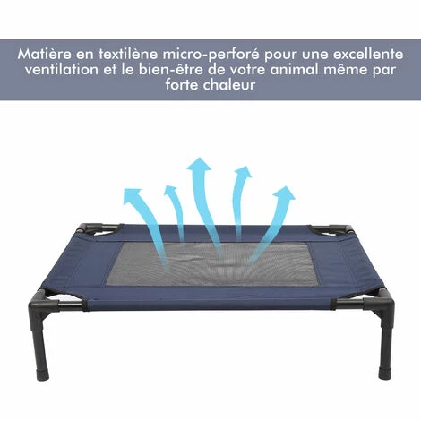 PawHut Lit pour chien chat lit de camp grand confort sur pieds tissu oxford textilène micro-perforé 76L x 61l x 18H cm bleu marine noir - Bleu PawHut Lit Pour Chien Chat Lit De Camp Grand Confort Sur Pieds Tissu Oxford Textilène Micro-perforé 76L X 61l X 18H Cm Bleu Marine Noir - Bleu -PawHut Soldes Boutique 25008558 4