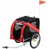PawHut Remorque Vélo Pour Chien Animaux Pliable 8 Réflecteurs Drapeau Barre Attelage Inclus Acier Polyester Imperméable Max. 30 Kg 130L X 73l X 90H Cm Rouge -PawHut Soldes Boutique 25008730 1
