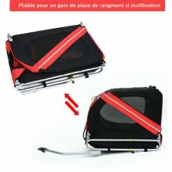 PawHut Remorque Vélo Pour Chien Animaux Pliable 8 Réflecteurs Drapeau Barre Attelage Inclus Acier Polyester Imperméable Max. 30 Kg 130L X 73l X 90H Cm Rouge -PawHut Soldes Boutique 25008730 4