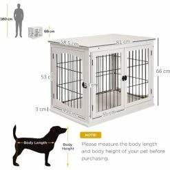 PawHut Cage Pour Chien Animaux Cage En Bois MDF Classe E1 3 Portes Verrouillables Max. 30 Kg Dim. 81L X 58l X 66H Cm Blanc Noir - Blanc -PawHut Soldes Boutique 25009384 3